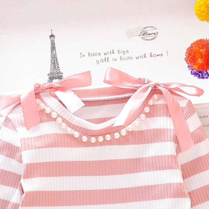 Đầm kẻ sọc phối lưới cho bé gái