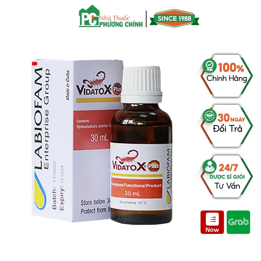 Nọc Bọ Cạp Xanh Vidatox Plus Cuba Giúp Giảm Đau, Giảm Tác Hại Hóa Xạ Trị &amp; Tăng Miễn Dịch Cho Người Ung Thư (Chai 30ml)