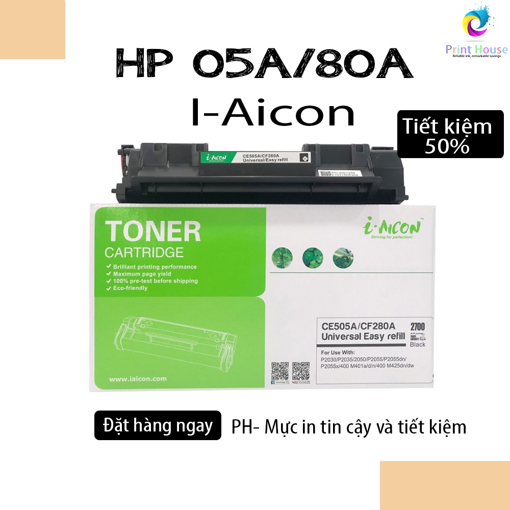 Hộp mực Cartridge 05A/80A dùng cho máy in Canon máy in HP LaserJet thương hiệu I-Aicon dung lượng 2700 bản in độ phủ 5%