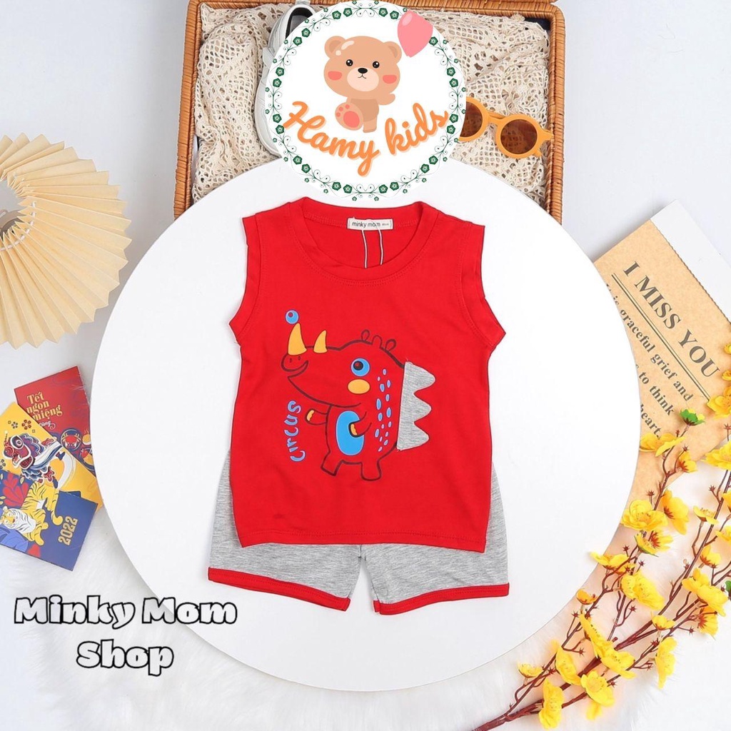 Bộ Ba Lỗ Minky Mom Chính Hãng Bé Trai Bé Gái Thun Lạnh Chi Tiết May Nổi Hình Động Vật Bé Từ 0-5 Tuổi Dưới 20kg- Hamykids
