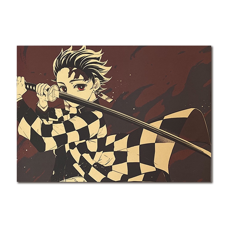 Tranh Treo Tường Trang Trí In Hình Demon Slayer 13 Phong Cách Retro A2471