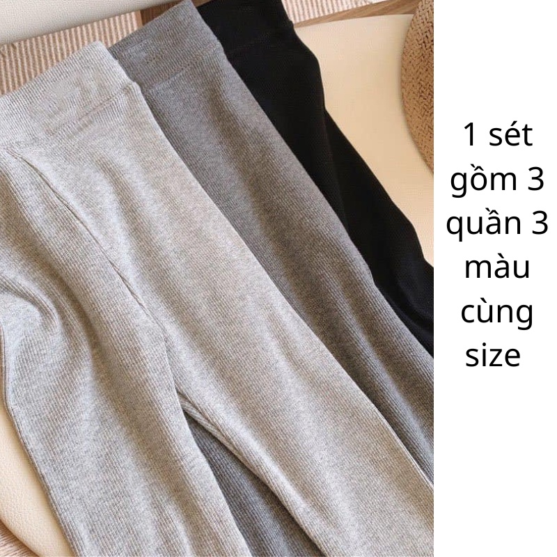 Quần legging bé gái set 3 quần len tăm ôm sát co dãn ấm áp cho bé hoạt động thỏa mái