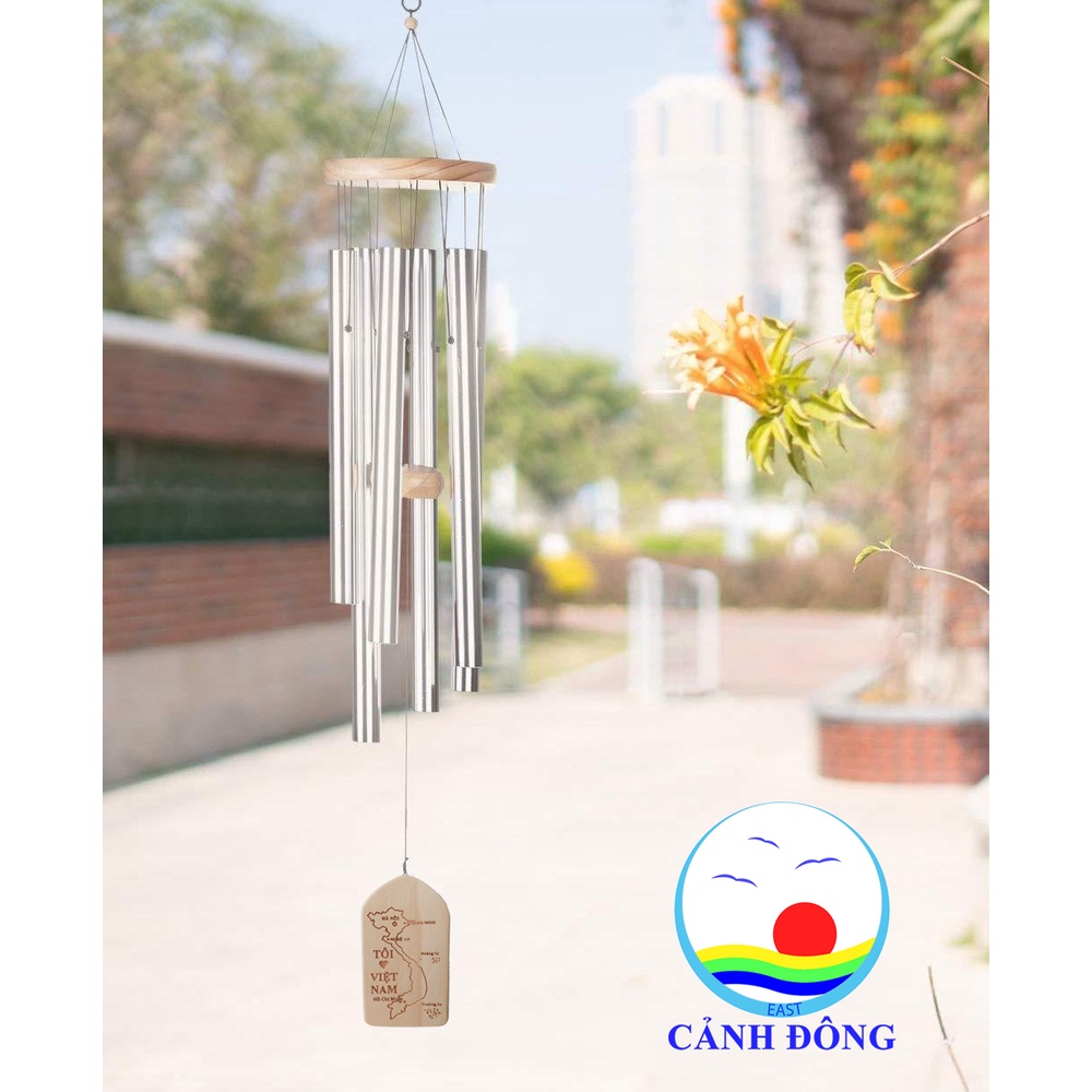 Chuông gió 6 thanh kim loại khắc chữ Tôi yêu Việt Nam