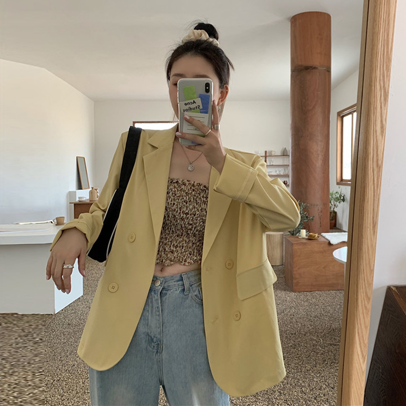 Áo khoác blazer dài tay phong cách Hàn Quốc xinh xắn cho nữ