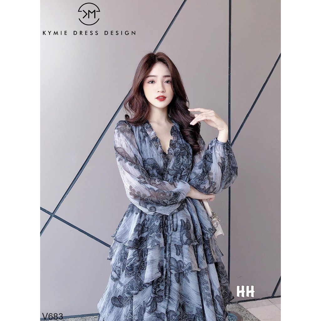 Váy Thiết Kế Hoa Tầng Cổ V, Váy tơ hoa tầng sang chảnh, xinh xắn - Video thật 100% - H&N Store | BigBuy360 - bigbuy360.vn
