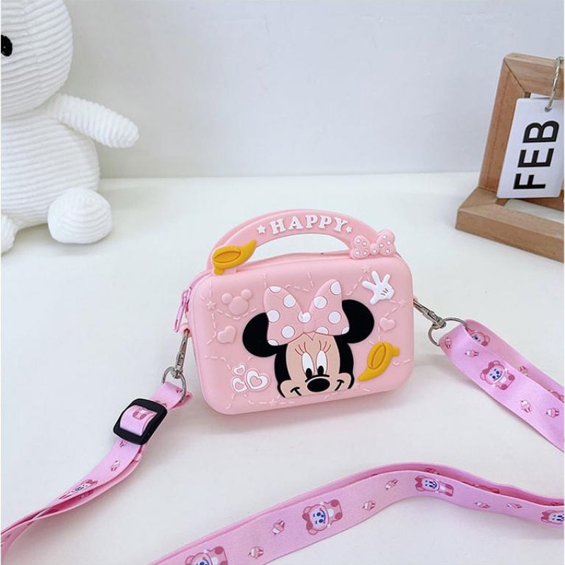 DISNEY Túi đeo chéo hình chuột Mickey Minnie dễ thương cho bé