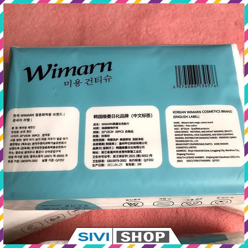 Khăn lau mặt khô túi 50 miếng WIMARN Pure Cotton Towel công nghệ của Hàn Quốc | BigBuy360 - bigbuy360.vn