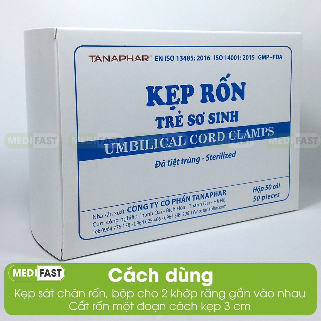 Kẹp rốn trẻ sơ sinh Tanaphar Hộp 50 chiếc - Đã tiệt trùng - Chính hãng