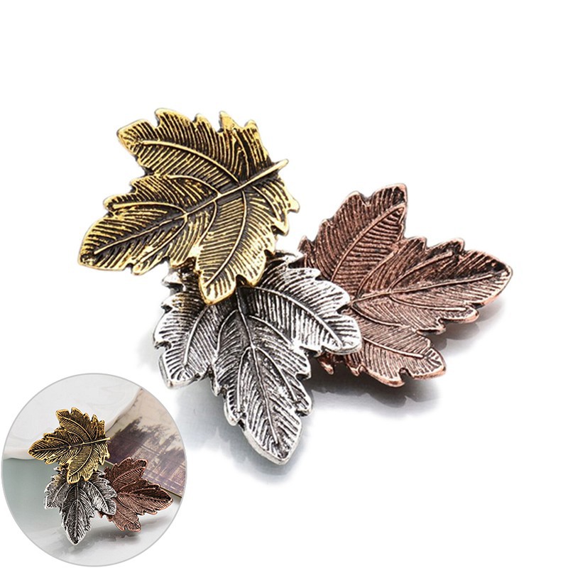 Women Vintage Maple Leaf Brooch Gold Silver Plated Brooches Pins Dance Party