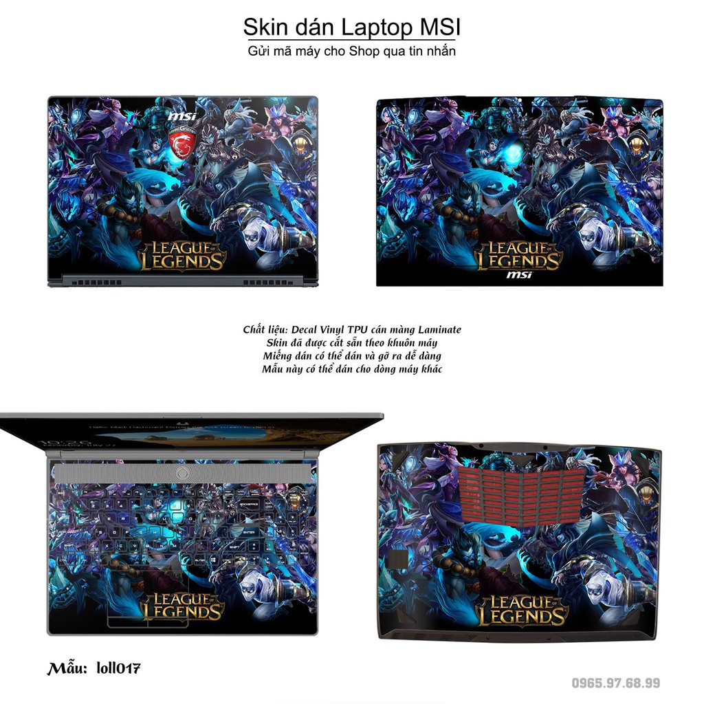 Skin dán Laptop MSI in hình Liên Minh Huyền Thoại nhiều mẫu 2 (inbox mã máy cho Shop)