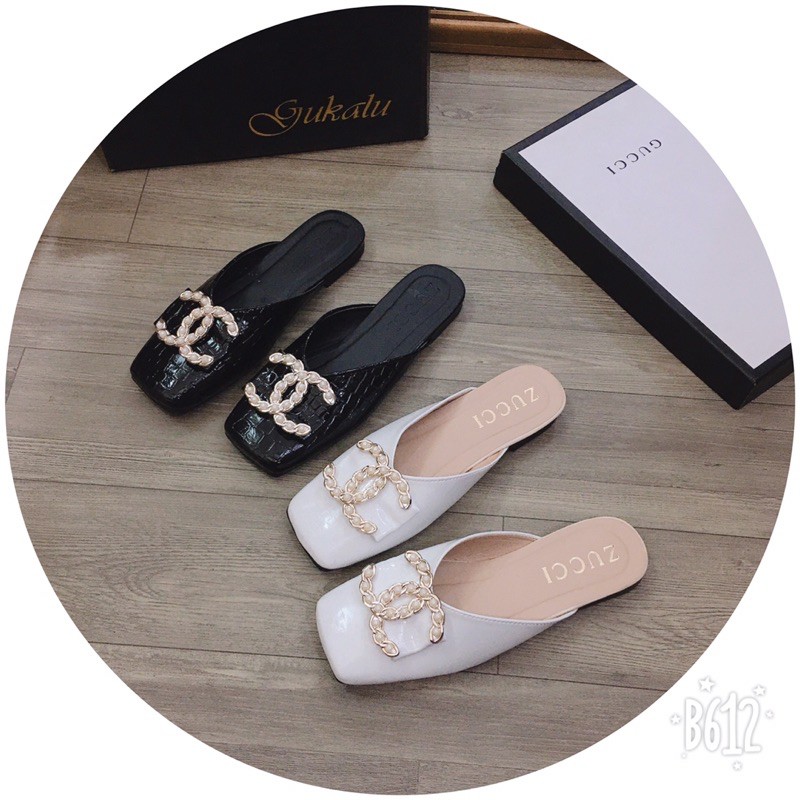 dép sục phối khoá mũi vuông siêu đẹp ( hình thật )