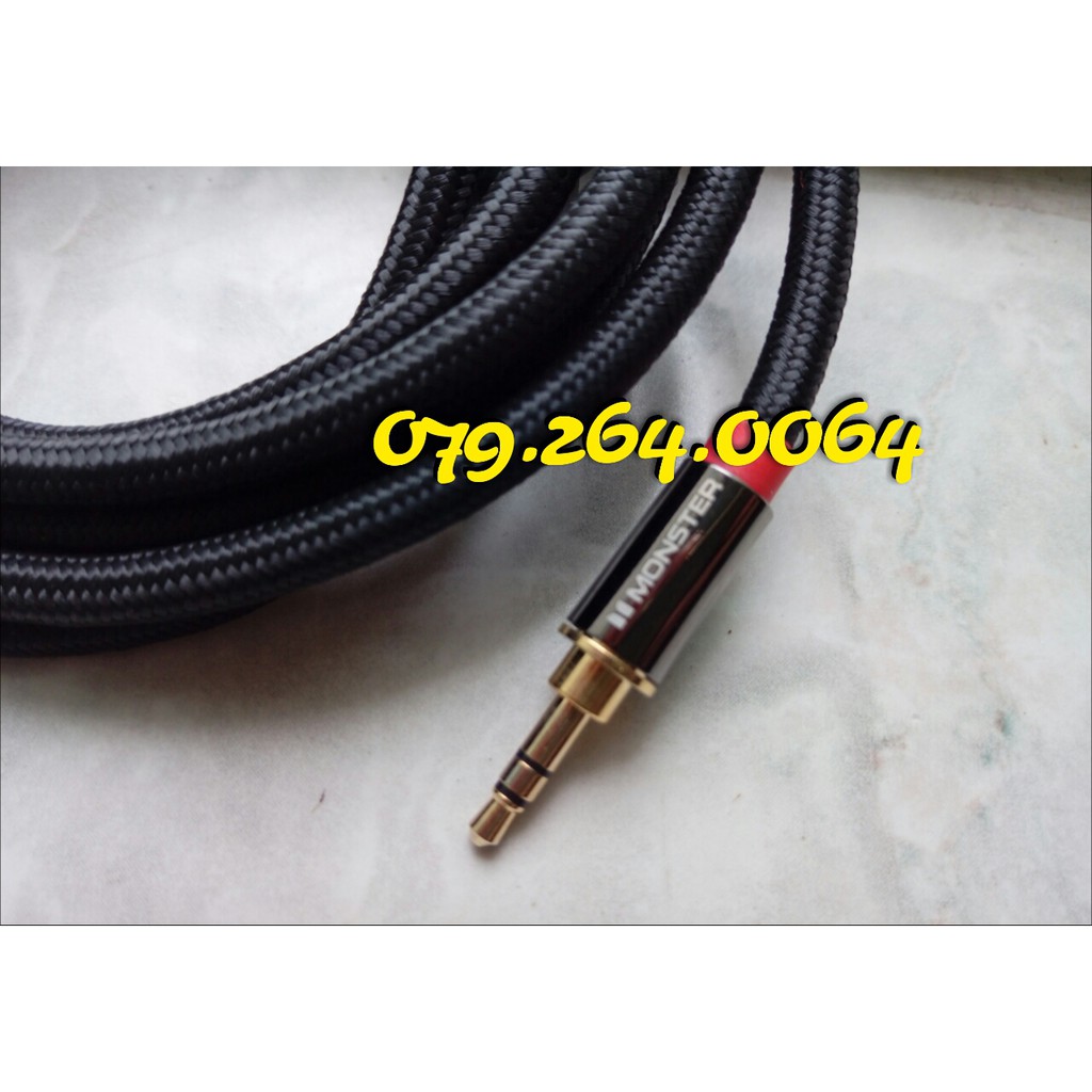 Dây 3.5mm ra AV  chính hãng Monster của Mỹ bọc giáp chống nhiễu dài 2 mét