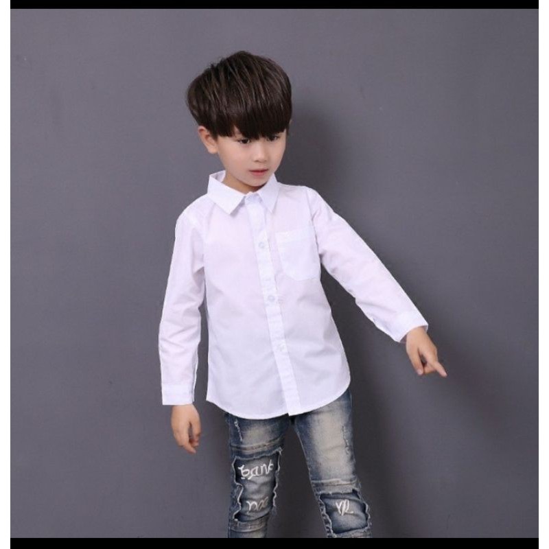 Áo sơ mi trắng cho bé _ áo sơ mi dài tay ) cho bé đi học, đi chơi Tết