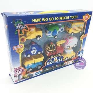 Hộp đồ chơi 8 xe ô tô Robocar Poli chạy trớn