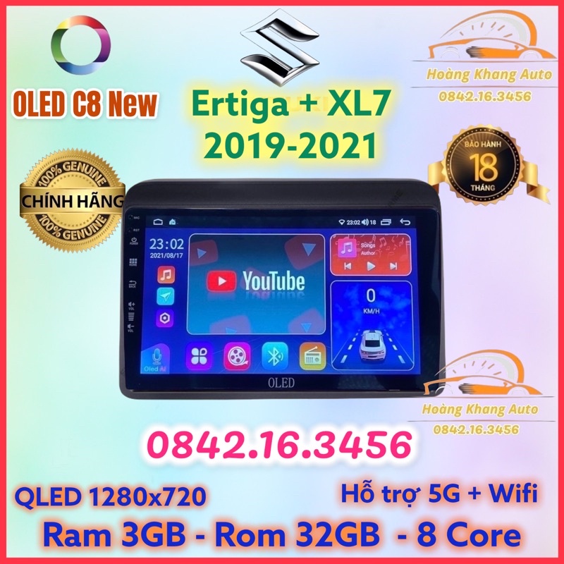 Màn hình android OLED C8 New theo xe Ertiga + XL7 2019 - 2021  kèm dưỡng và jack nguồn zin theo xe