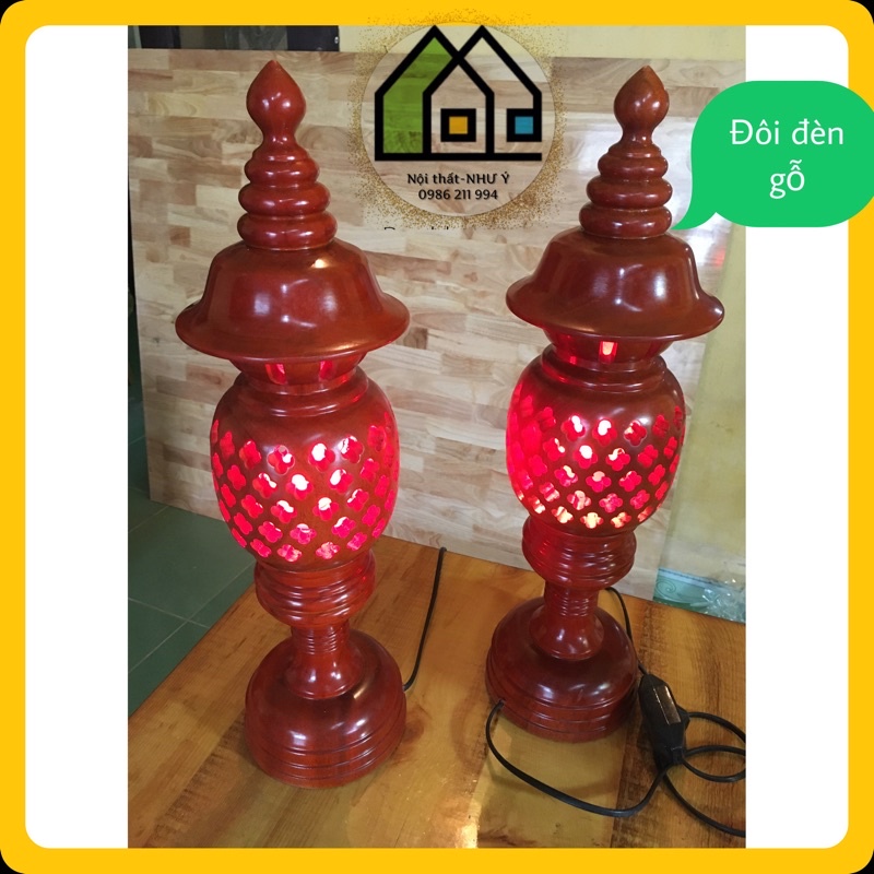 Đen gỗ thờ (1đôi)mỹ nghệ cao cấp có đèn led giá rẻ