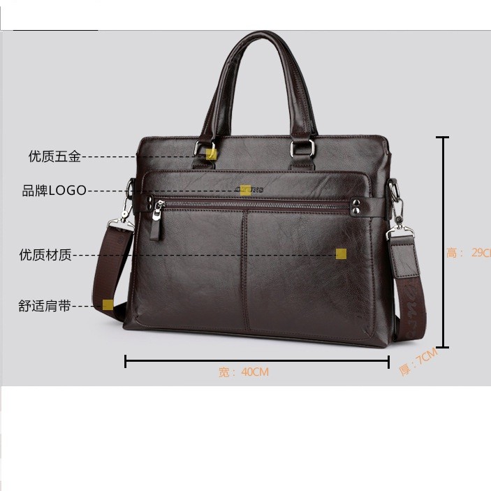 Túi xách cặp da đựng laptop công sở OYUNS T01 40x29x7cm (Nâu đậm-Nâu sáng-Đen) | BigBuy360 - bigbuy360.vn