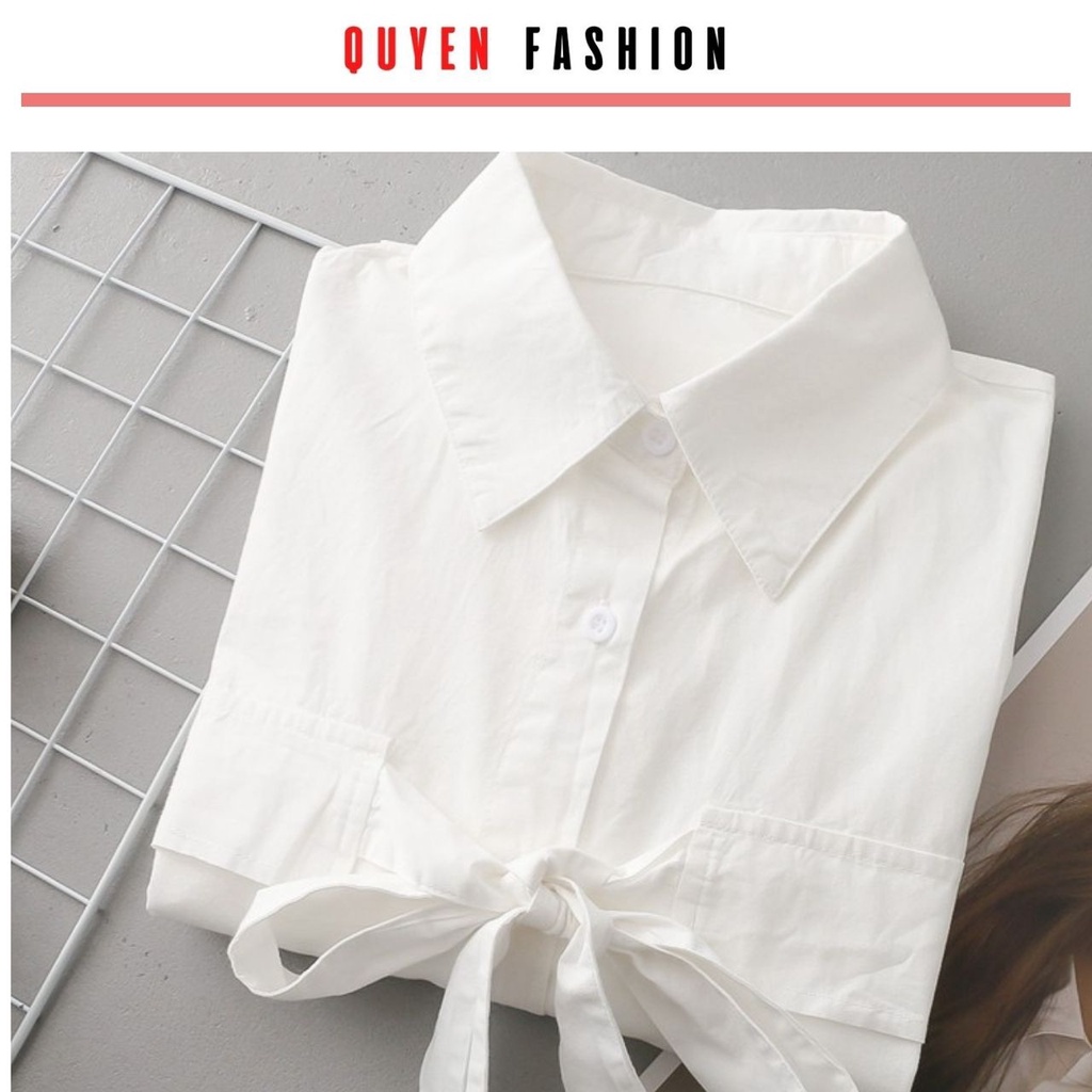 Áo sơ mi công sở nữ trắng thắt nơ ngực Quyên Fasion kiểu hàn quốc AA545