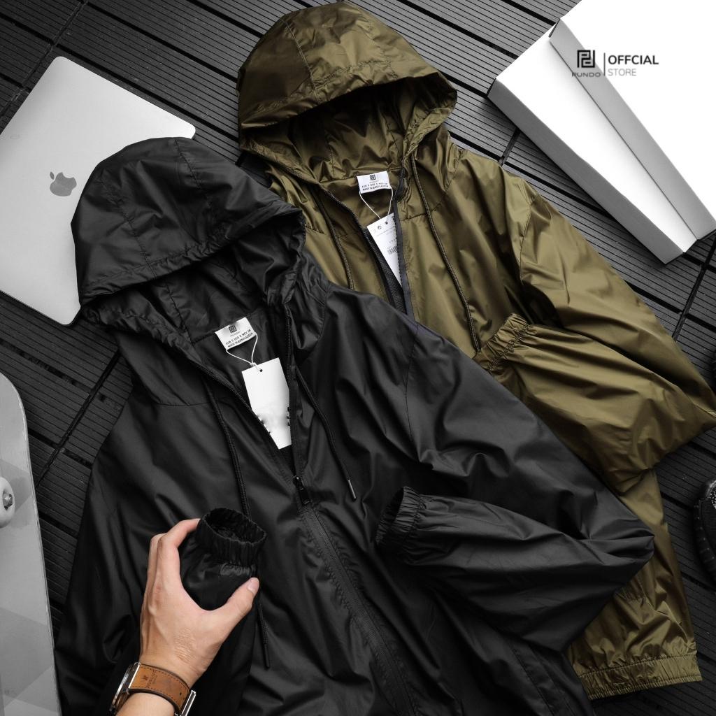 Áo khoác dù nam 2 lớp chống nắng nước có túi trong PUNDO màu basic thời trang dễ phối AKPD09