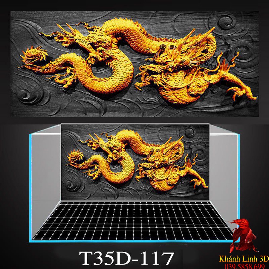 Tranh 3D Bể Cá Cảnh - Tranh Bể Cá Có Sẵn Keo, Tặng Kèm Bộ Dụng Cụ