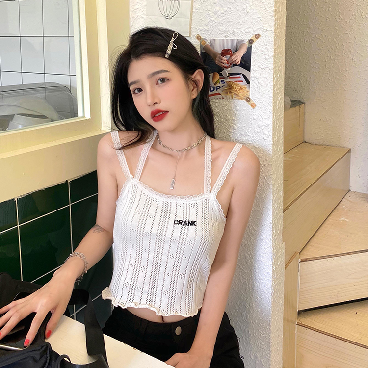 Áo lửng phối ren XIAOZHAINV 4 màu sắc thời trang phong cách Hàn Quốc quyến rũ