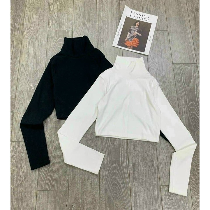 Áo croptop cổ lọ bassic | BigBuy360 - bigbuy360.vn