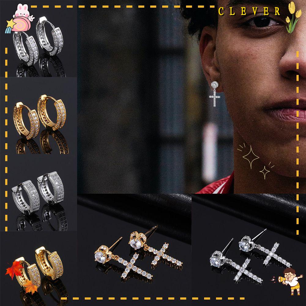 Khuyên Tai Tròn Đính Đá Zircon Thời Trang Cho Nam Nữ