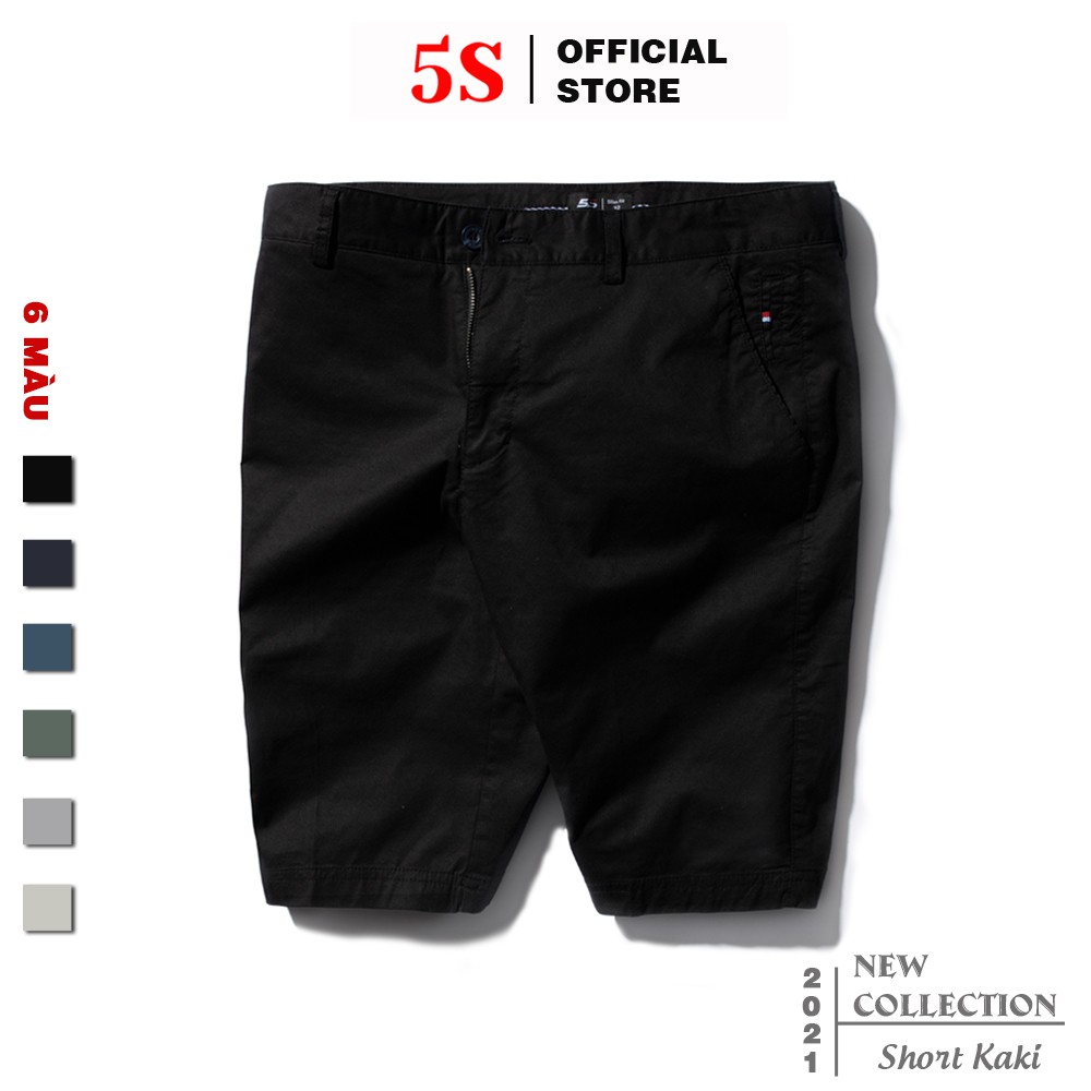 Quần Short Nam 5S (6 màu), Chất Kaki Cotton Co Giãn, Thấm Hút Tốt, Hạn Chế Nhăn (QSK21002-01)