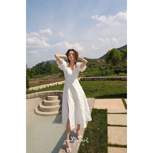 ĐẦM MIDI TRẮNG GẤM