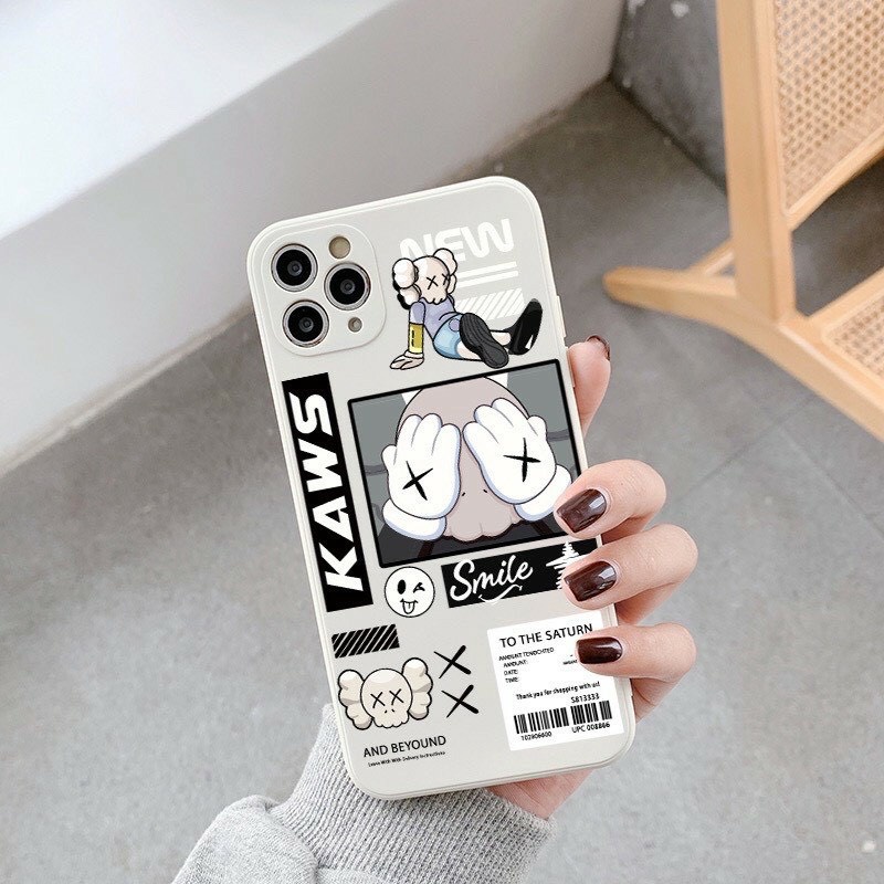 Ốp Lưng Iphone Dẻo Cạnh Vuông In Hình Gấu Kaws Smile Ip7,8plus,x,xs,xsmax,11,11promax,12,12promax,13,13prmax