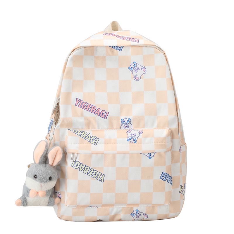 Balo kẻ caro unisex cho nam nữ ulzzang phong cách Hàn Quốc  kiểu dáng mới Fumiao