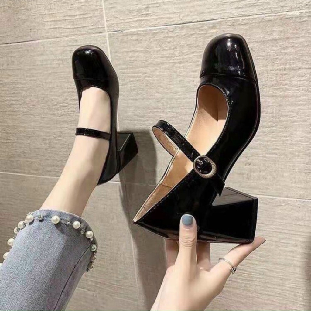 Giày búp bê nữ ulzzang đế 5 phân quai ngang khóa cài siêu xinh mã BB04