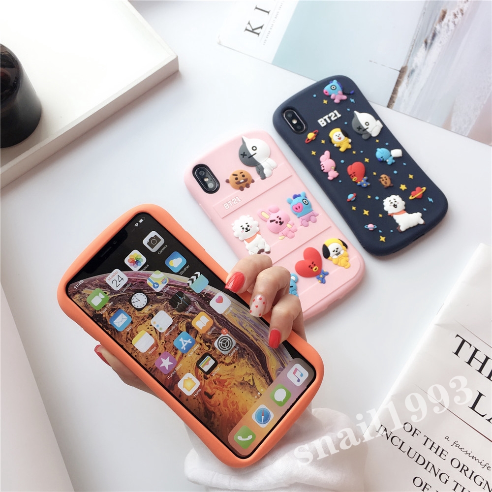 Ốp điện thoại mềm hình BTS hoạt hình dễ thương cho IPhone 11 Pro Max X XS XR XSMax 8 7 6 6s Plus