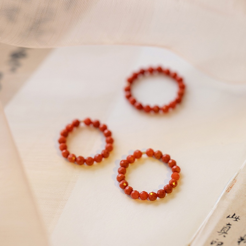 [Hàng Mới Về] Nhẫn Đính Đá Mã Não Màu Đỏ 3mm Phong Cách Retro Thời Trang Xuân Hè Dành Cho Nữ