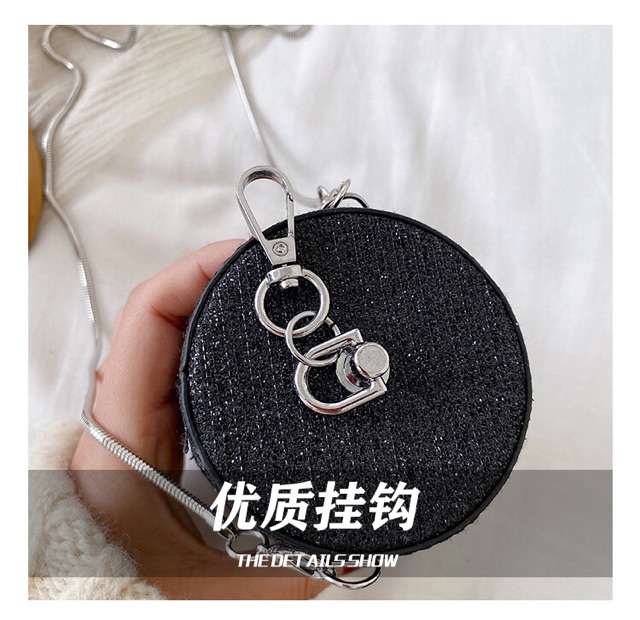 [Sẵn] Túi Đeo Chéo Mini Lấp Lánh Dáng Hộp Tròn Siêu Xinh 8x9x8cm | BigBuy360 - bigbuy360.vn
