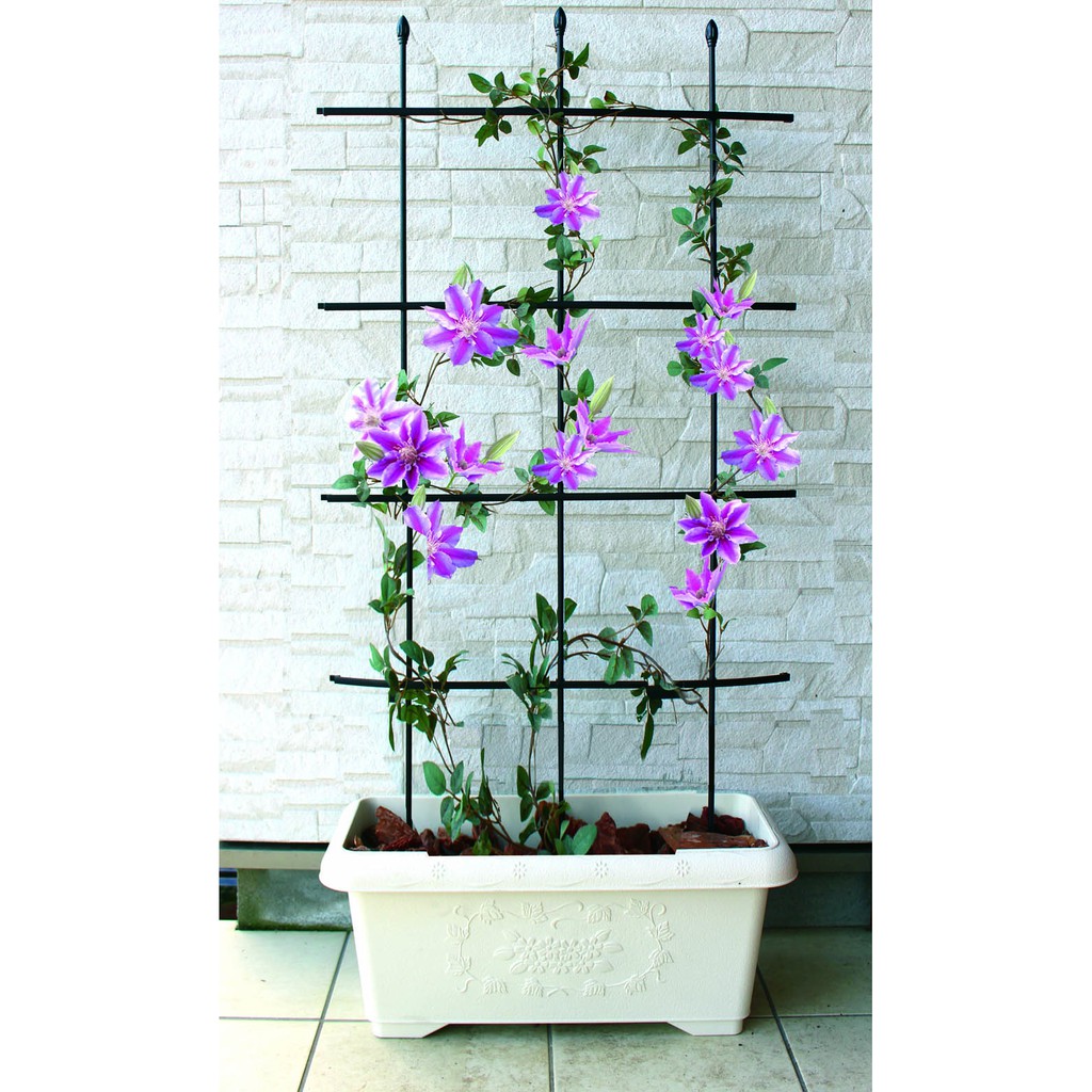 Shop Kenkou_Khung đỡ hoa trụ tròn daim Nhật bản H120cm_Giàn đa năng Flexible Trellis lõi thép bọc nhựa_hoa hồng