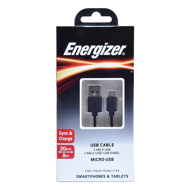 Cáp Micro USB Energizer CL C12UBMCBBK4 (20cm) - Hàng Chính Hãng