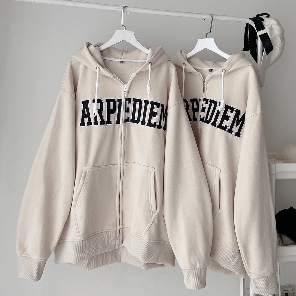 áo hoodie - áo khoác nỉ ngoại dây kéo in chữ ARPIEDIEM chống tia UV cực tốt