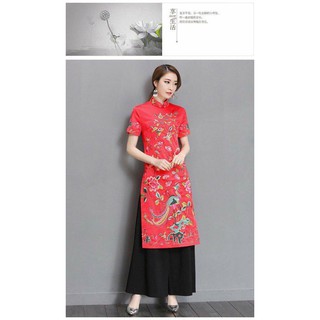SET ÁO DÀI CÁCH TÂN CHIM CÔNG KÈM QUẦN