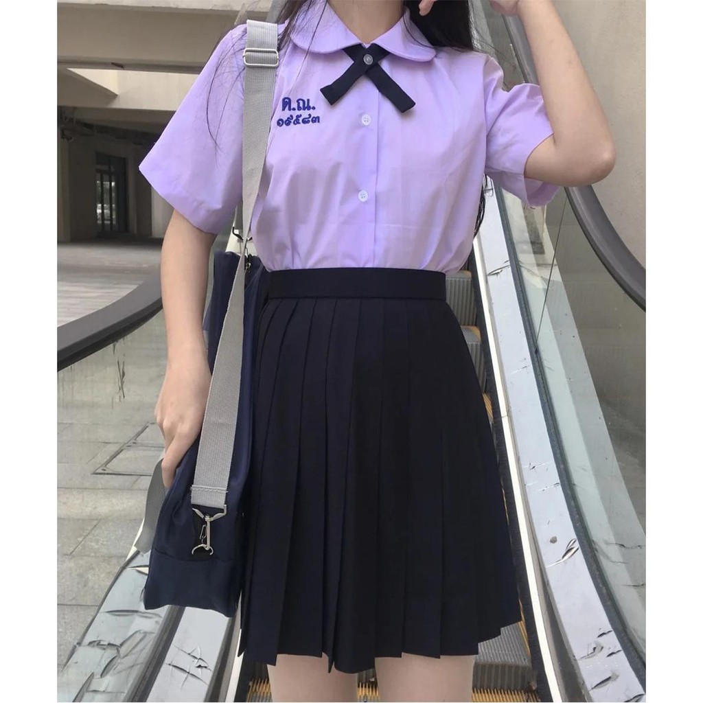 ❅Thái Lan đồng phục học sinh tình yêu đầu tiên Xiaoshui cùng kiểu áo sơ mi nữ đại mùa hè phong cách tất cả ph