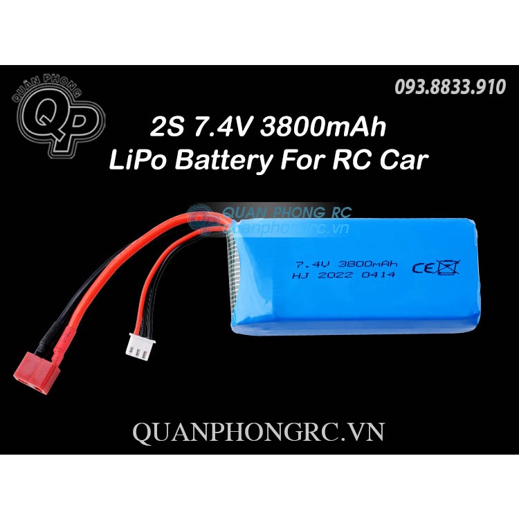 Pin 3800mAh 2S 25C 7.4V LiPo Battery T Plug For WLtoys RC Car 144001-010 124016-017-018-019 12428 104001