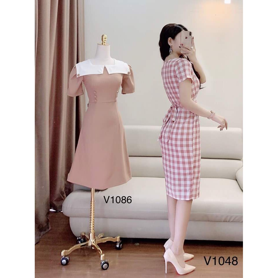 Đầm Dáng Dài 💖KHA NGUYEN💖 Váy Kẻ Caro Dáng Dài Xẻ Trước Nhẹ Nhàng Nữ Tính - Thiết Kế Cao Cấp