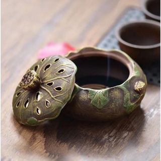 Lư xông trầm gốm hình hoa sen