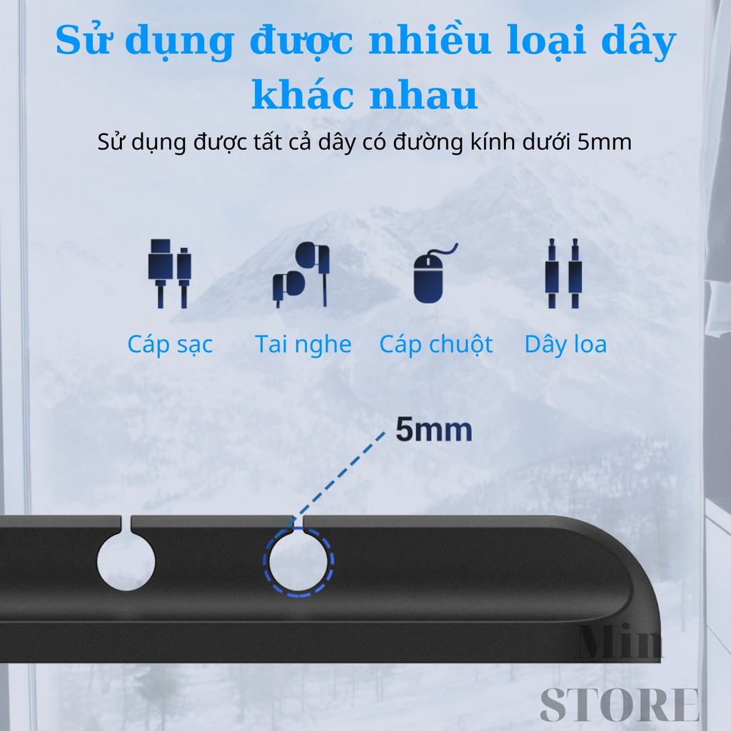 Đế đỡ cố định dây cáp sạc, tai nghe, dây điện, dây chuột - 3 Size - Kèm miếng dán 3M - Min STORE