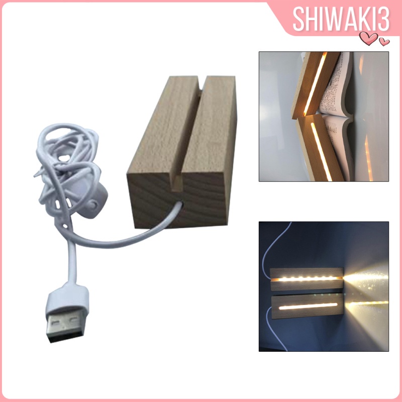 Đèn Led Để Bàn Đế Gỗ Hình Chữ Nhật Có Công Tắc Usb Shiwaki3