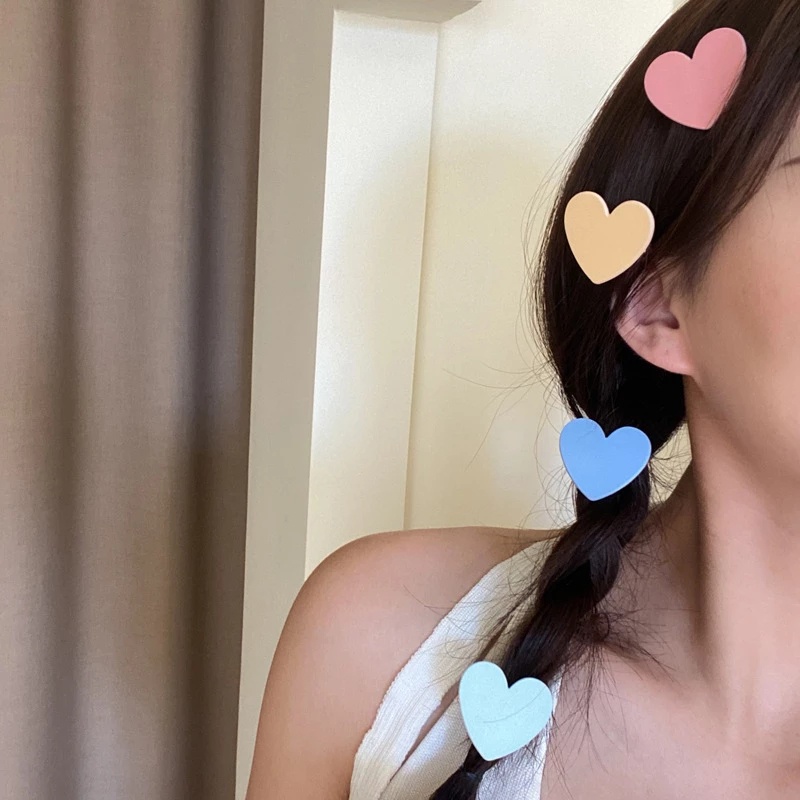 Kẹp Tóc Hình Trái Tim Màu Kẹo Phong Cách Hàn Quốc Dễ Thương Dành Cho Nữ