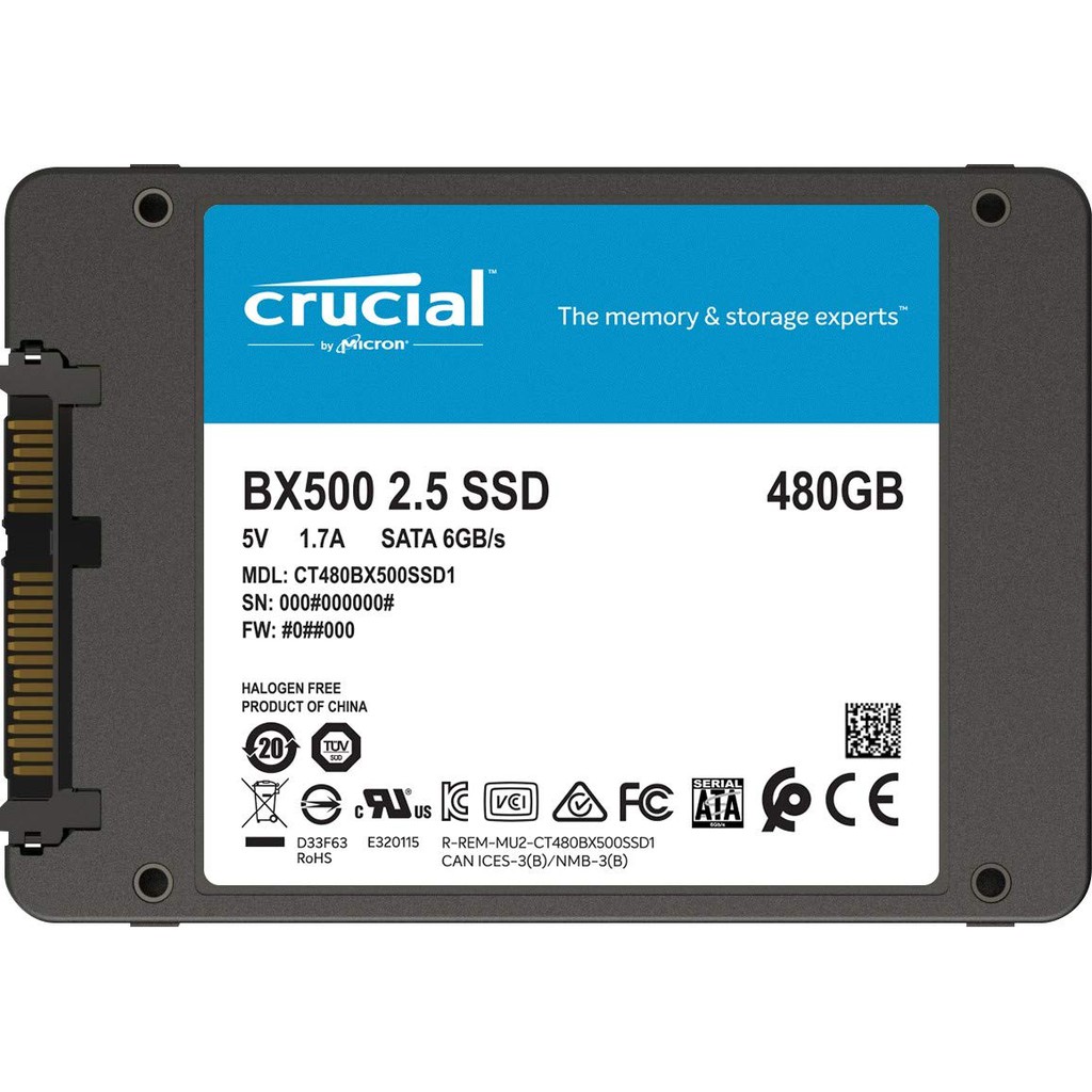 Ổ CỨNG MÁY TÍNH SSD Crucial 120G/240G/1T/2T CT480BX500SSD1