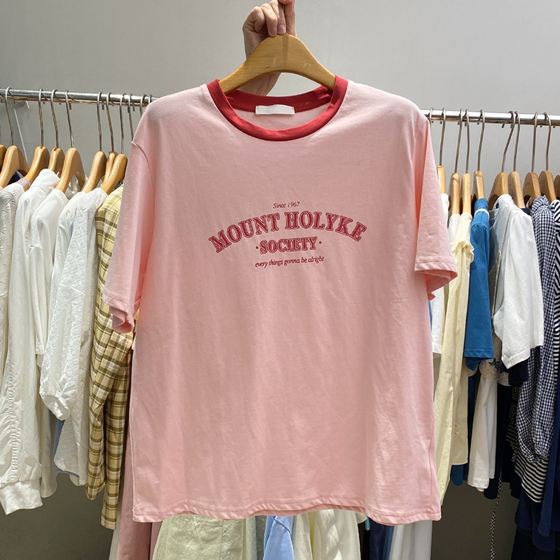 SUXI Áo Thun Tay Ngắn In Chữ Thiết Kế Mới Thời Trang Mùa Hè Theo Phong Cách Hàn Quốc Cho Nữ