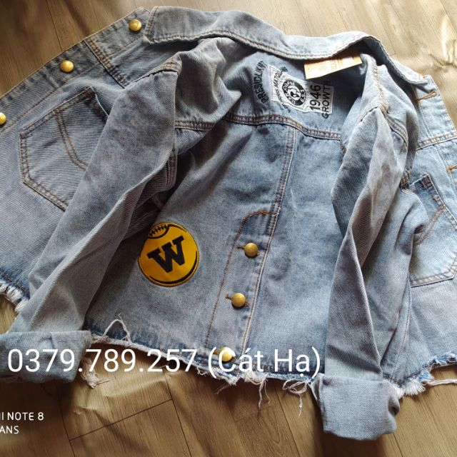 [Sỉ] Áo khoác jean nữ form lững dưới 58Kg W-Hambuger-Hongkong hanfg shop giá sỉ