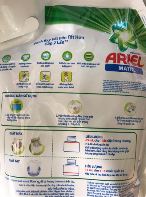 Túi nước giặt ARIEL 3,6Kg